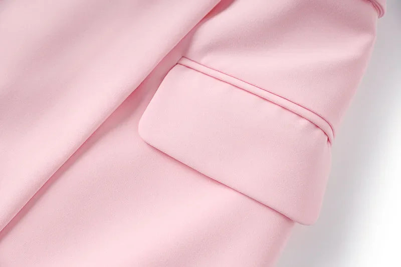 New Arrival Elegant Style Lady Office Work Suit Double-breasted Long Sleeve Fitted Blazer A-line Pencil Mini Skirt Women 2Pcs