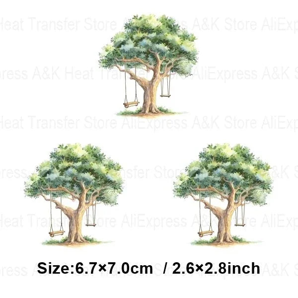 Baby Animal On Swings Heat Transfers For Kids Clothing Elephant Tigers Lion Stickers On Clothes Diy Thermal Patches Decals