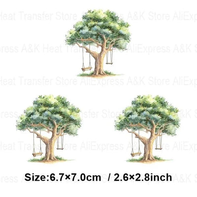 Baby Animal On Swings Heat Transfers For Kids Clothing Elephant Tigers Lion Stickers On Clothes Diy Thermal Patches Decals