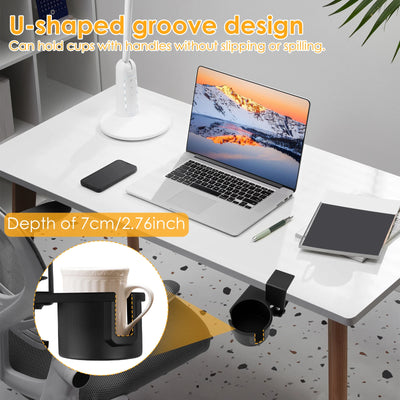 Desk Cup Holder 180° Rotating Clip On Cup Holder Anti Spill Water Bottle Stand Plastic Desk Coffee Mug Stand for Drinks Bottles