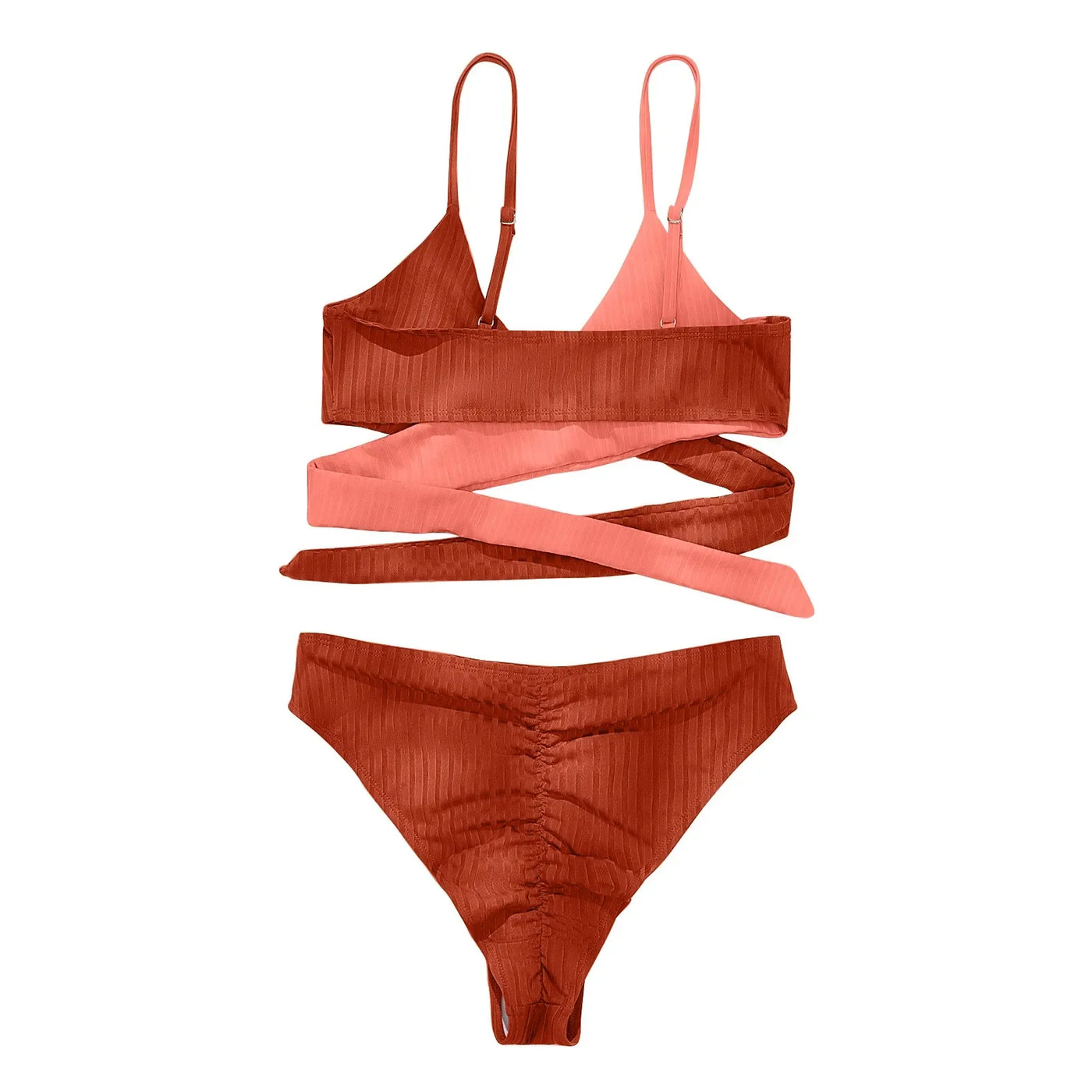 Summer Ladies Sexy High Waist Print Two Piece Bikini Sets Biquini Women Swimsuit Clothing Set Color Block Mujer Swimwear Suits