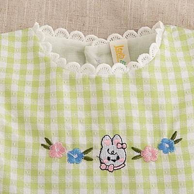 Cute Rabbit Simple Style Checkered Children's Sleeveless Clothes |Baby Girl Dress, Summer (9 Months -4 Years Old)