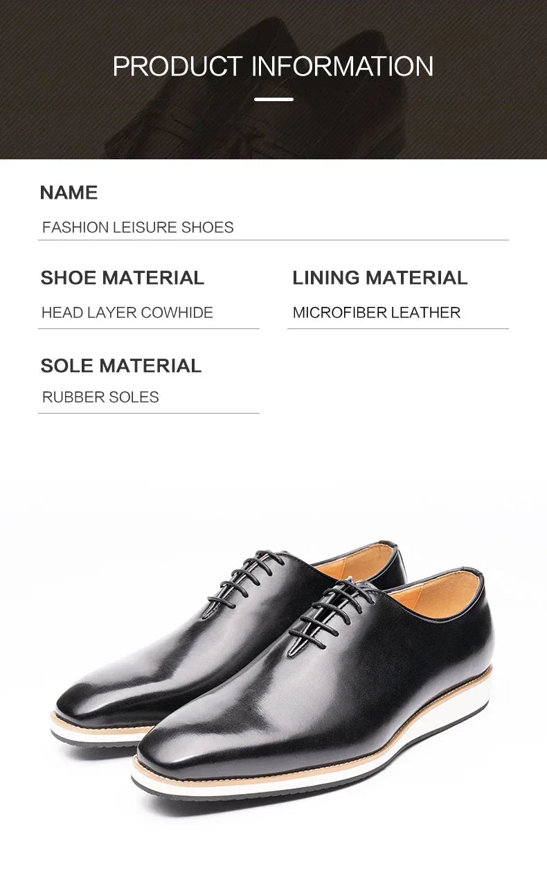 Modern Leather Men's Shoes Office Business Formal Suit Footwear High Quality Oxford Lace Up Handmade Brogue Shoes EVA Outsole