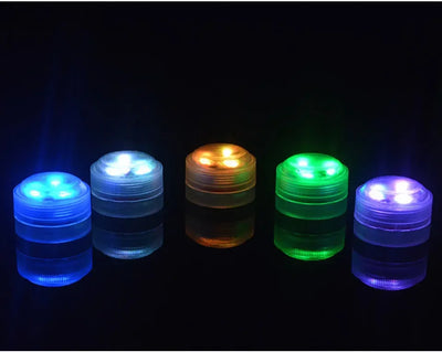 3Leds RGB LED Underwater Light Submersible Night Lamp Battery Powered Garden Swimming Pool Light For Wedding Party Vase Bowl