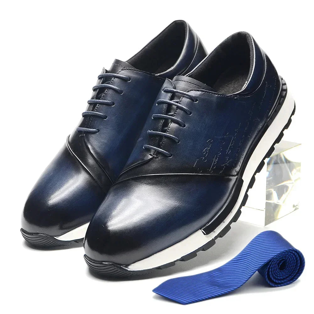 Luxury Brand Design Men's Oxford Shoes Fashion France Style Leather Sneakers Slip-on Casual Business Travel Non-slip Male Shoes