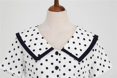 Polka Dot Print Vintage Dress For Women A Line Temperament Lapel Cocktail Party Dresses Ladies Slim Long Dresses With Belt