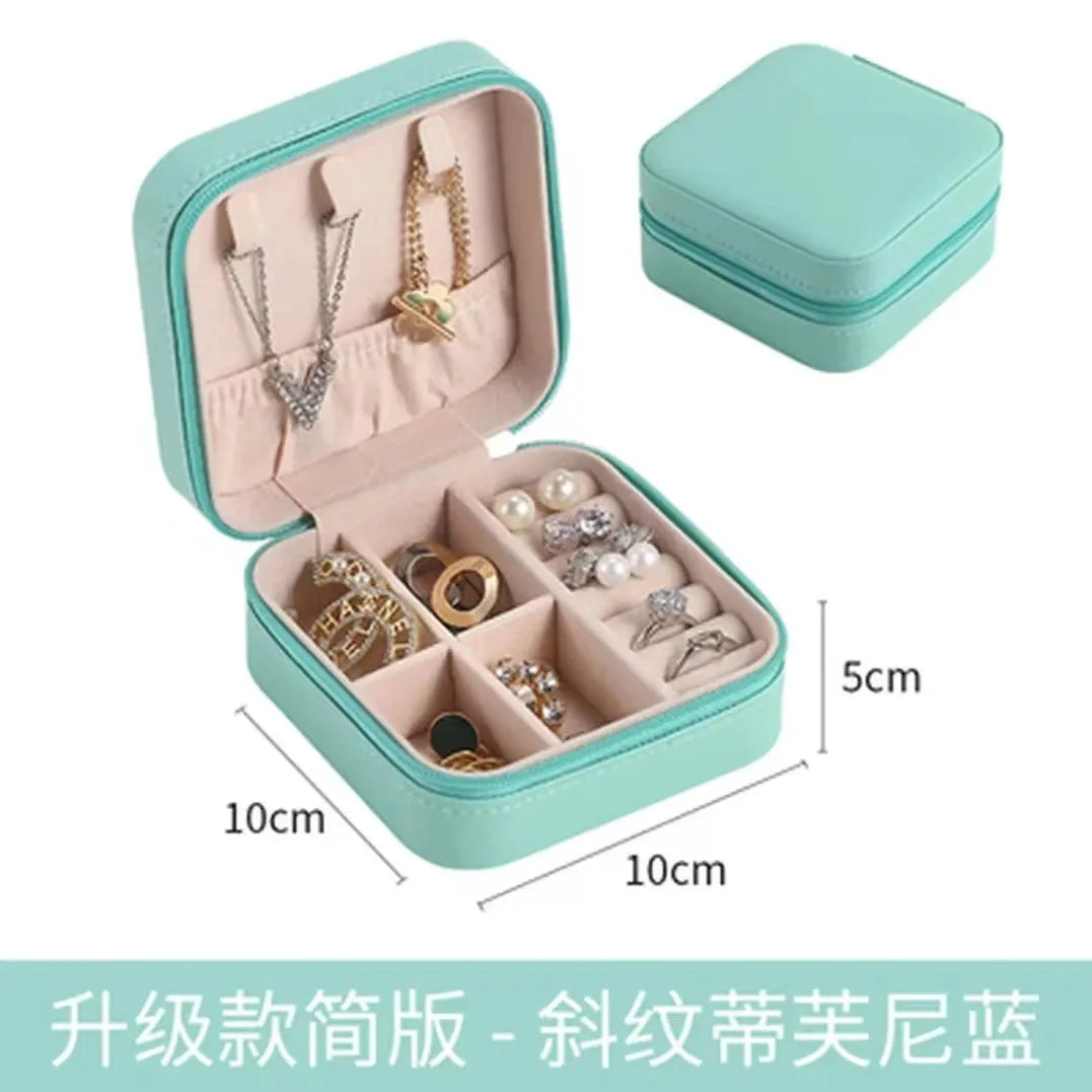 Portable Jewelry Box Jewelry Organizer Display Travel Jewelry Case Boxes Jewelry Leather Storage Zipper Jewelers Jewelry Box