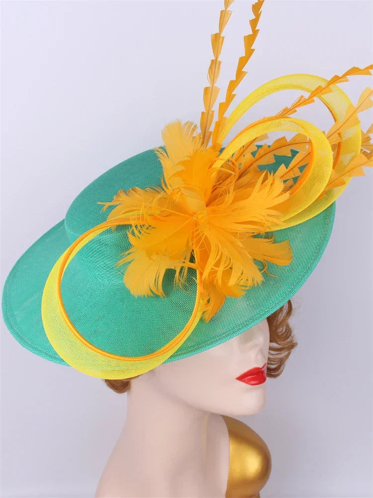 Bride Pillbox Red Fascinator Hat Femme Wedding Chapeau Women Formal Event Tea Millinery Cap Feather Royal Ascot Race Headpiece