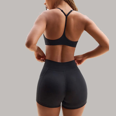 Women Tracksuit Yoga Set 2PCS Sportswear Workout Clothes Athletic Wear Gym Legging Fitness Bra High Waist Shorts Sports Suits
