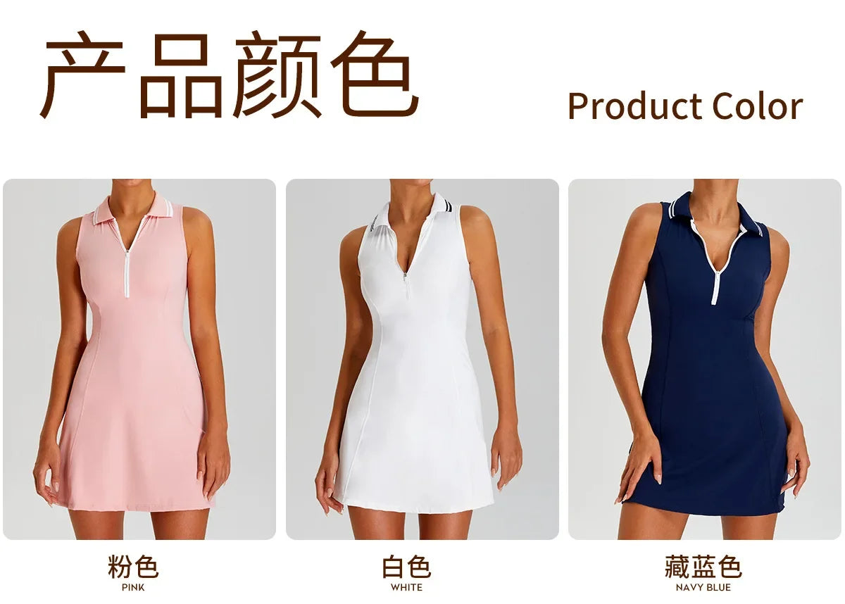 Women's Collar Sports Dress for Outdoor Golf Tennis Fitness Running Speed Dry Badminton - Quick-Drying Comfortable Active Wear
