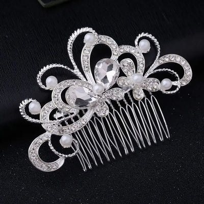 Elegant Floral Wedding Hair Accessories Women Flower Pearl Hair Comb Hairclip Diamond Hairpin Fashion Jewelry