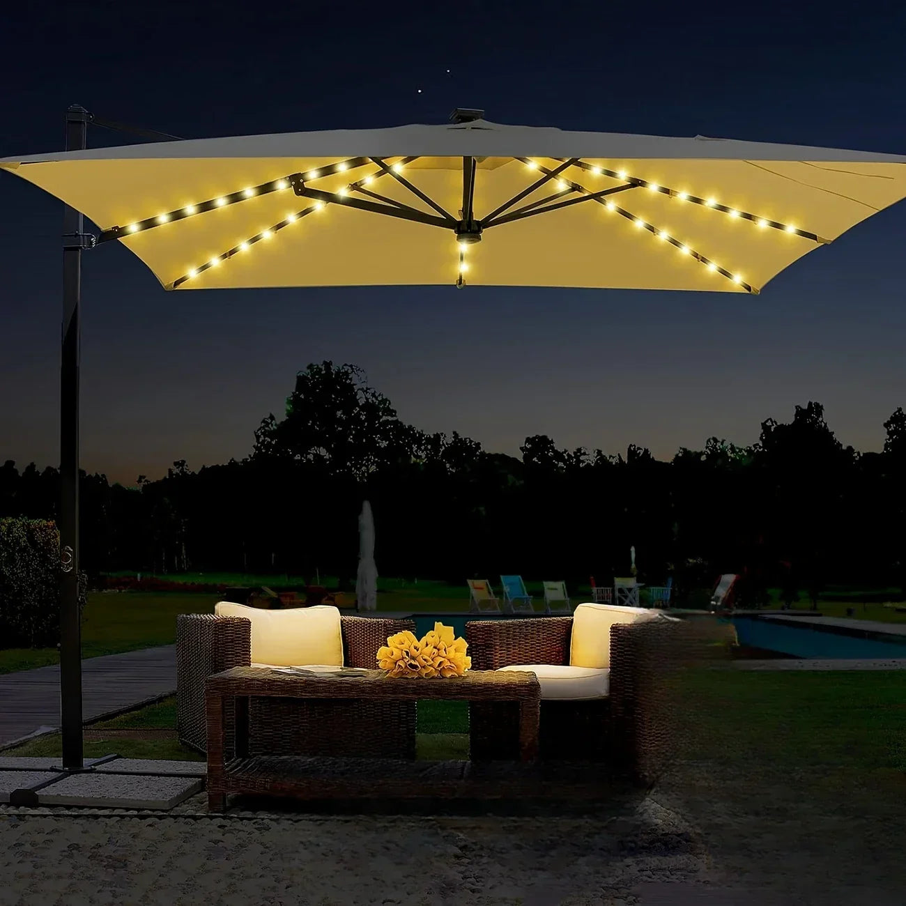 1PC 104 LED Patio Umbrella Light USB Powered with Remote&8 Lighting Modes Waterproof For Home Garden Beach Parasol Camping Decor