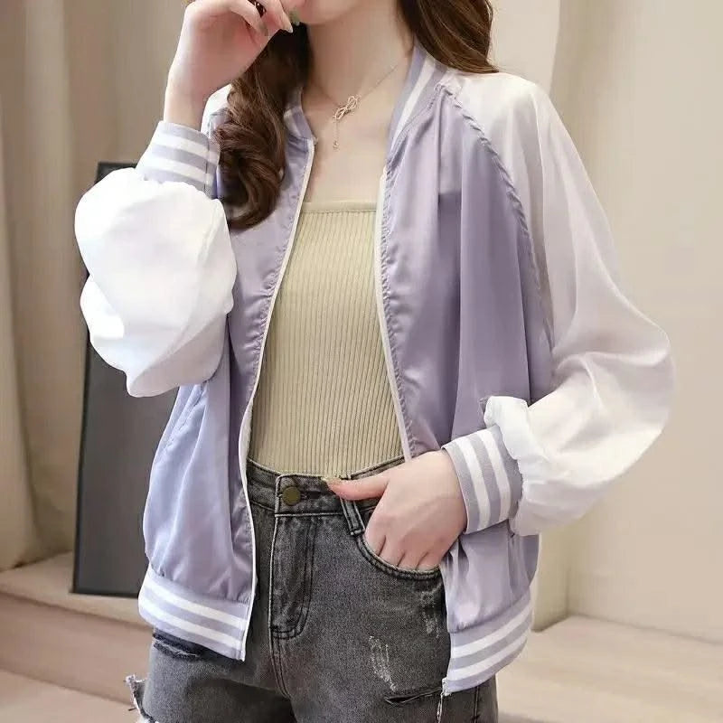 Bomber Jacket for Women Loose Short New in Baseball Aviator Coat