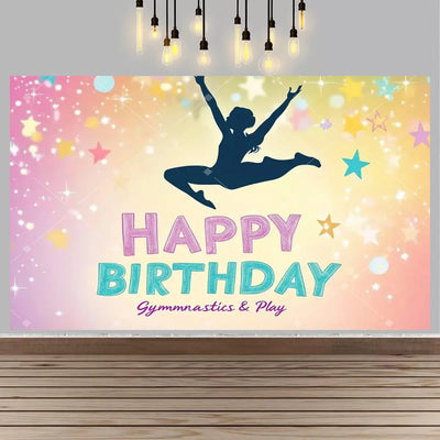Gymnastics Theme Birthday Decor Backdrop Gymnastics Movement Flip Jump Play Falling Party Supplies Photography Backdrop