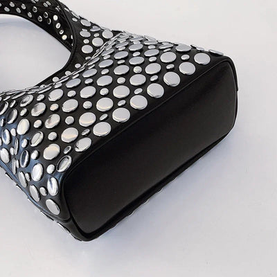 Designer Geometric Shoulder Bag For Women Top Brand Handbag Luxury Shiny Rivet Handmade Evening Clutch Bag Fashion Party Purse