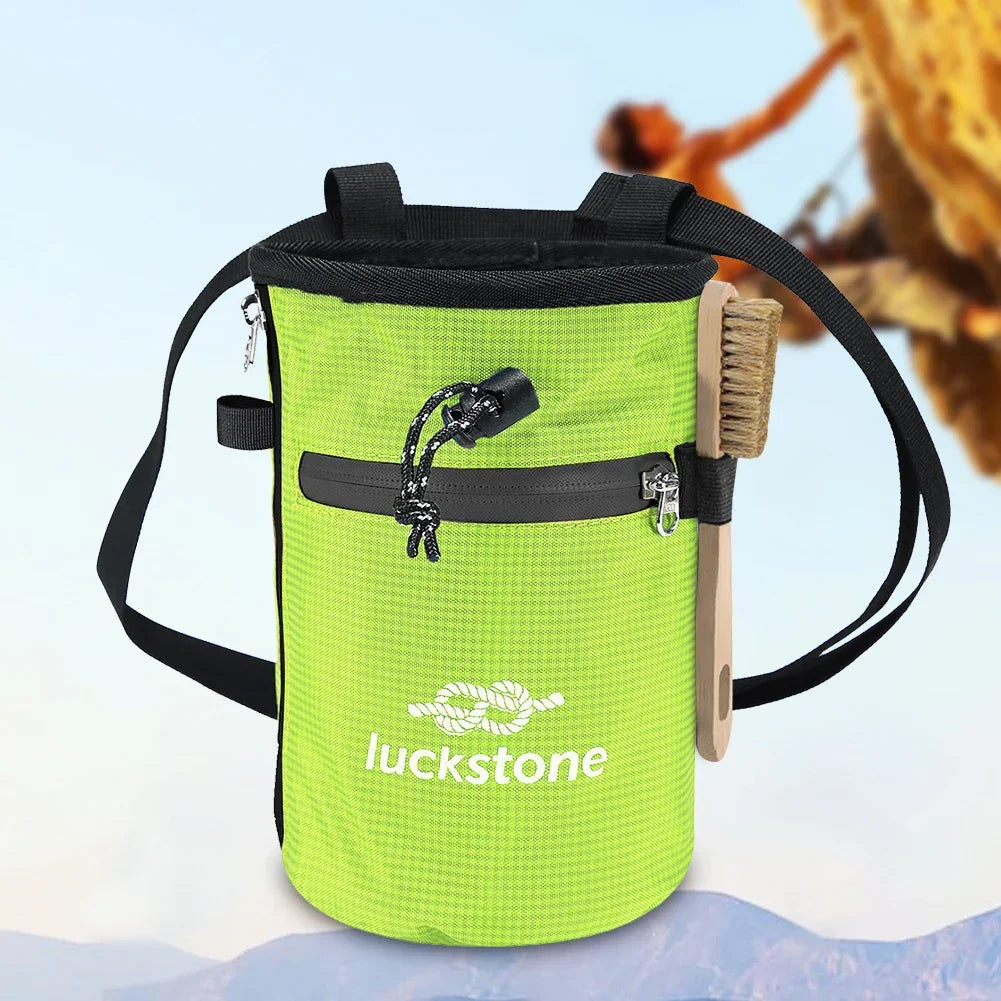 Waterproof Chalk Bag Bucket with Chalk Brush Climbing Magnesium Powder Bag for Weight Lifting Outdoor Climbing Equipment