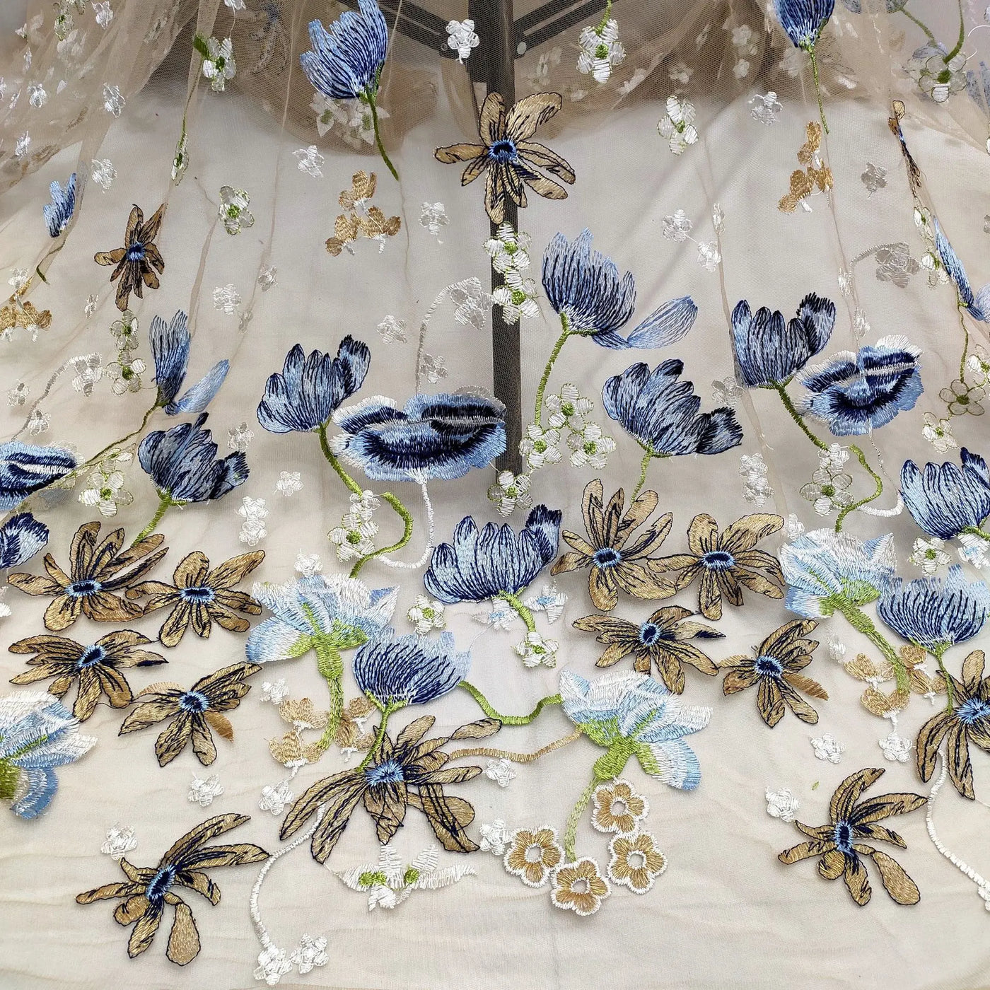 Haute Couture Tulle Mesh Lace Embroidery women's Wedding Dress Fabric Curtain DIY Gauze Skirt Sewing Stitching Material Cloth