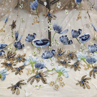 Haute Couture Tulle Mesh Lace Embroidery women's Wedding Dress Fabric Curtain DIY Gauze Skirt Sewing Stitching Material Cloth