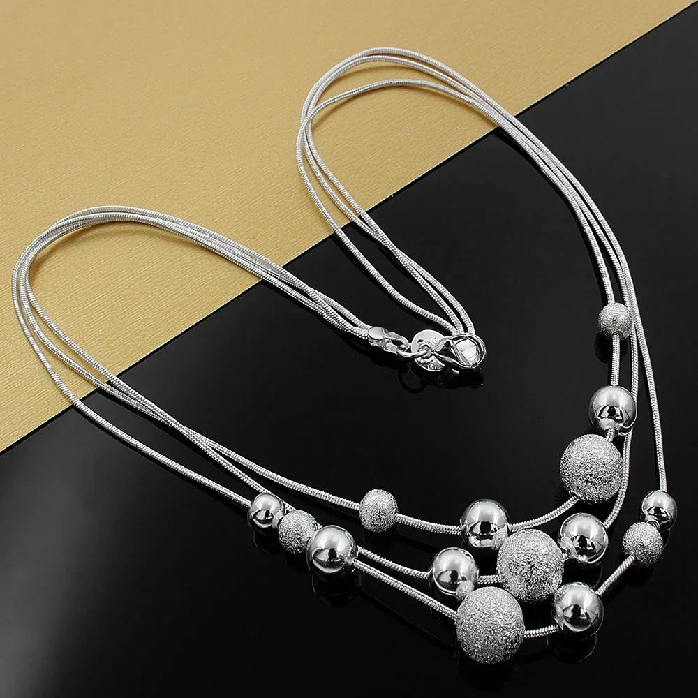 Fine Jewelry Charm 925 Sterling Silver Bead Necklace Classic High Quality Fashion for Women Lady Wedding Chain Gift