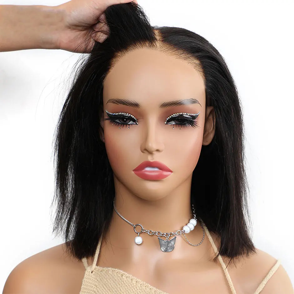 Pre-Bleached Knots 4x4 Glueless Wig Ready To Wear Wigs 180% Straight Pre-plucked Human Hair Bob Wigs Pre-cut Lace Wear Go Wigs