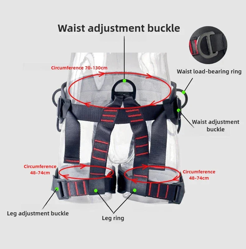 Outdoor Harness Sports Rock Climbing Half-Body Harness Waist Support Safety Belt Aerial Survival Mountain Tools
