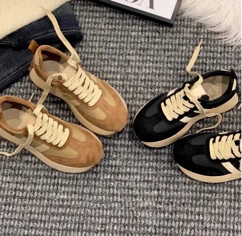 Women Sneakers Fashion Designer Platform Shoe Height Increasing Casual Sport Shoes for Women Lace Up Vulcanize Shoes Tenis Mujer