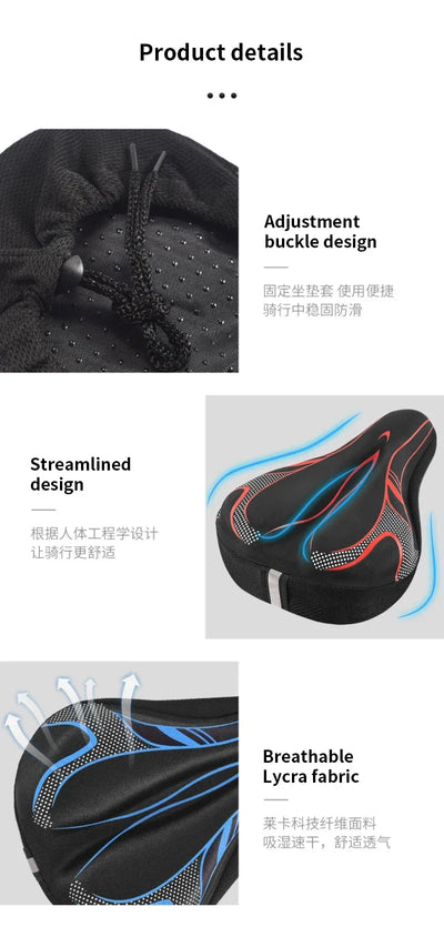 3D Bicycle Saddle Cover Accessories for Mountain Bike Men and Women Gel Soft Bicycle Seat Cover Parts Cycling Sports