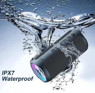 Ortizan Portable Party Speaker with Beat-Synced RGB Light, Powerful Sound and Deep Bass,TWS Stereo Pairing,IPX7 Waterproof