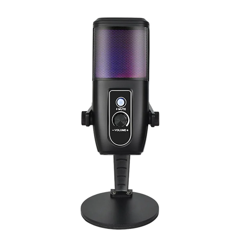 ABUO-Desktop RGB USB Condenser Microphone Gaming, Large Mic Head, Plug& Play Designed Ideal For Streaming And Podcasting