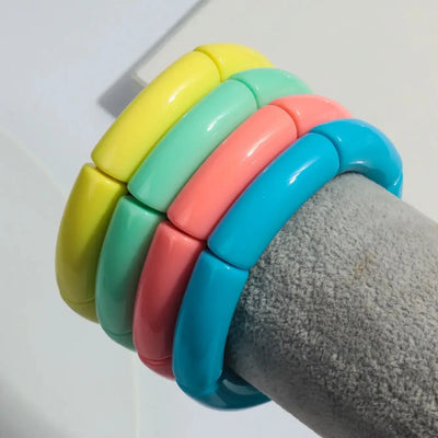 4 pieces/set Acrylic Colorful Brown Bamboo Chunky Bangles Set for Women Resin Statement Bracelet Bangle 2025 Jewelry Gifts