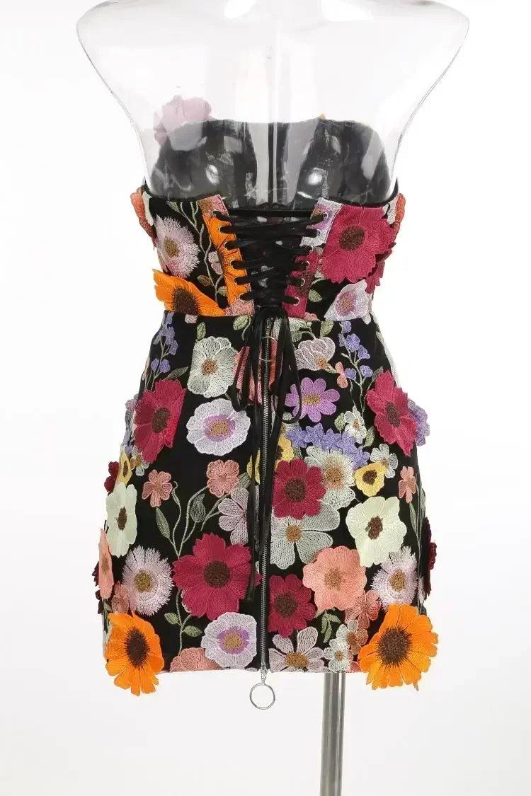 Luxury dresses women 2025 summer prom gown new bodycon mini party dress retro embroidered flower evening gowns brithday