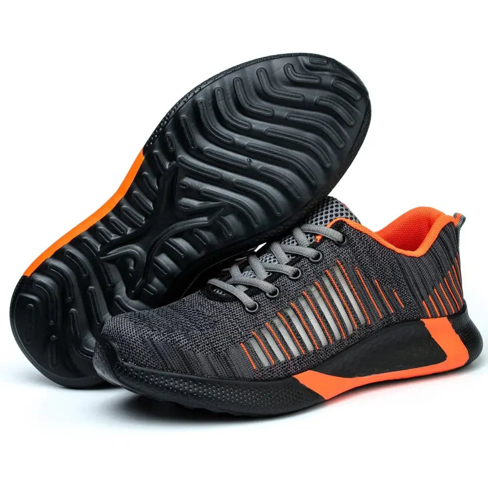 Men's Safety Shoes with Steel Toe Cap Anti-smash Work Sneakers Lightweight Puncture-Resistant Indestructible Breathable Footwear