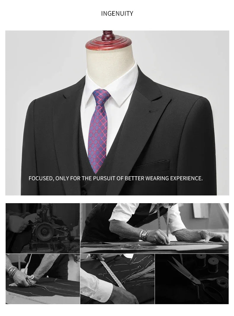 Italian Business Gentleman Slim Suit, Groom Wedding Blazers, Men's Blazers, Italian Costume, Sizes M to 5XL