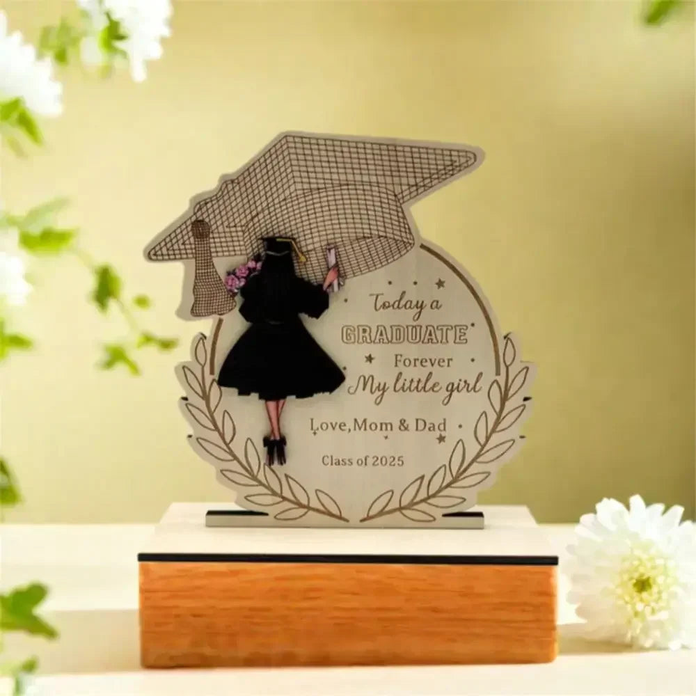 Desktop decor wooden graduation ornament rustic durable home decoration handmade creative gift festival