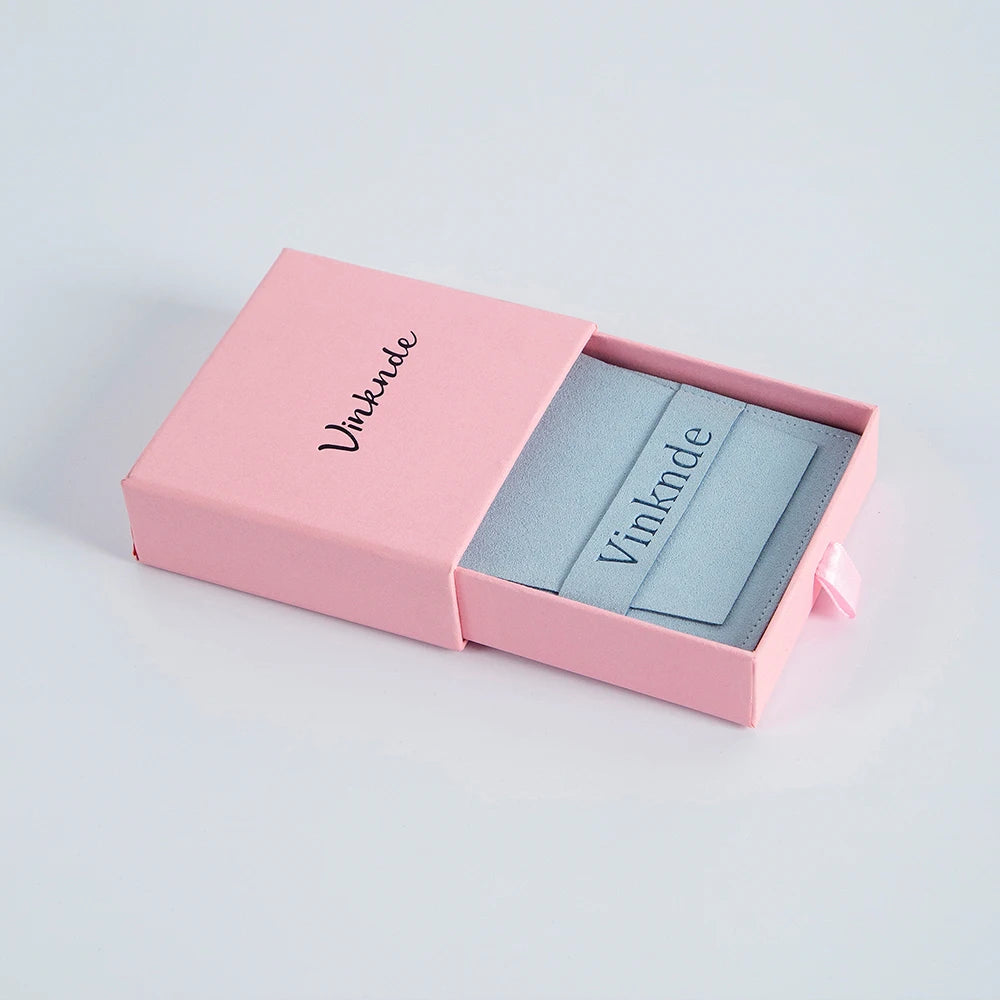 Custom Logo Luxurious Jewellery Packaging Pouch Printed Cardboard Drawer Box Fashion Jewelry Rings Packaging Box With Suede Bag