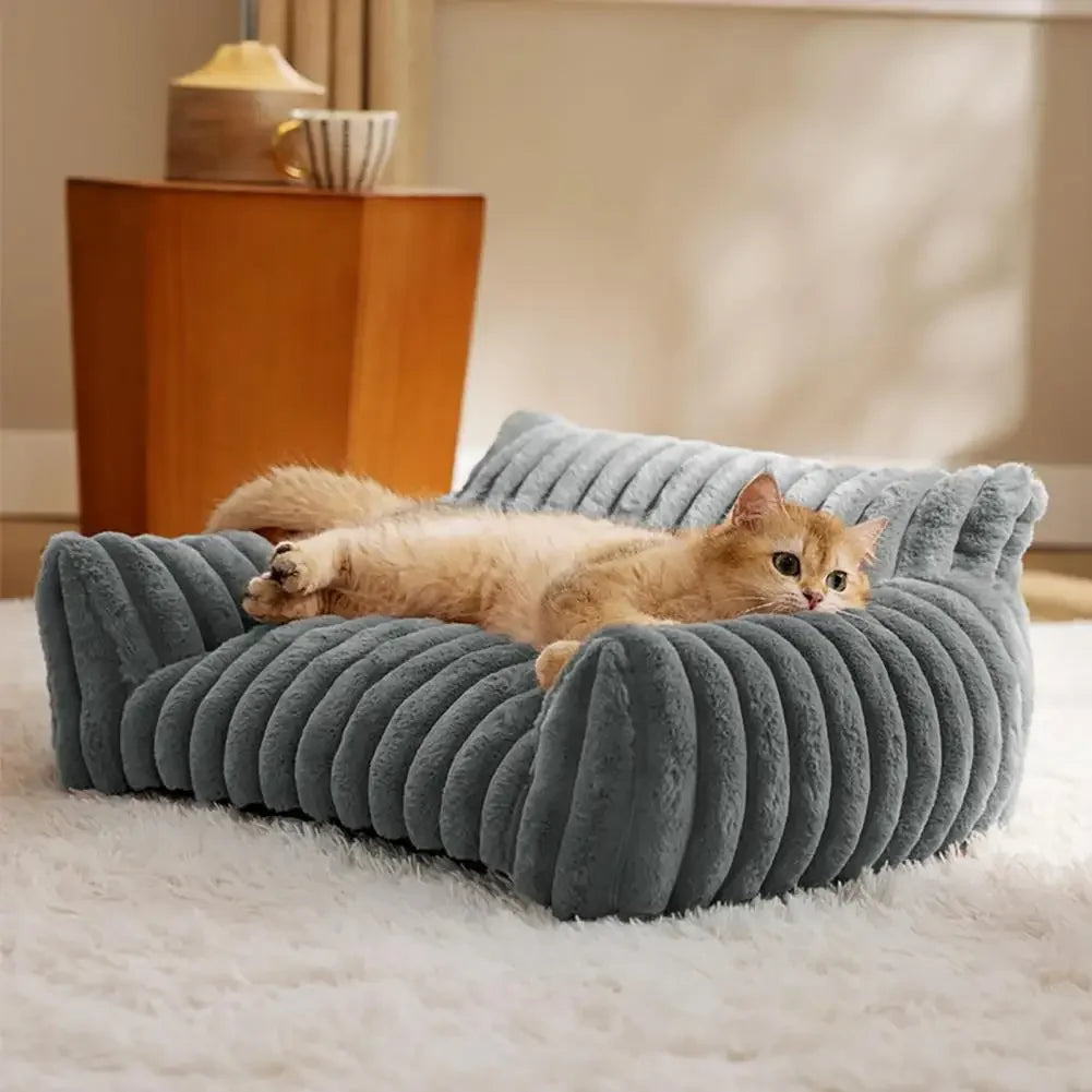 Warm Pet Sofa Luxurious Pet Bed with Memory Foam Washable Cover Non-slip Bottom for Dogs Cats Sofa for Comfortable Sleeping