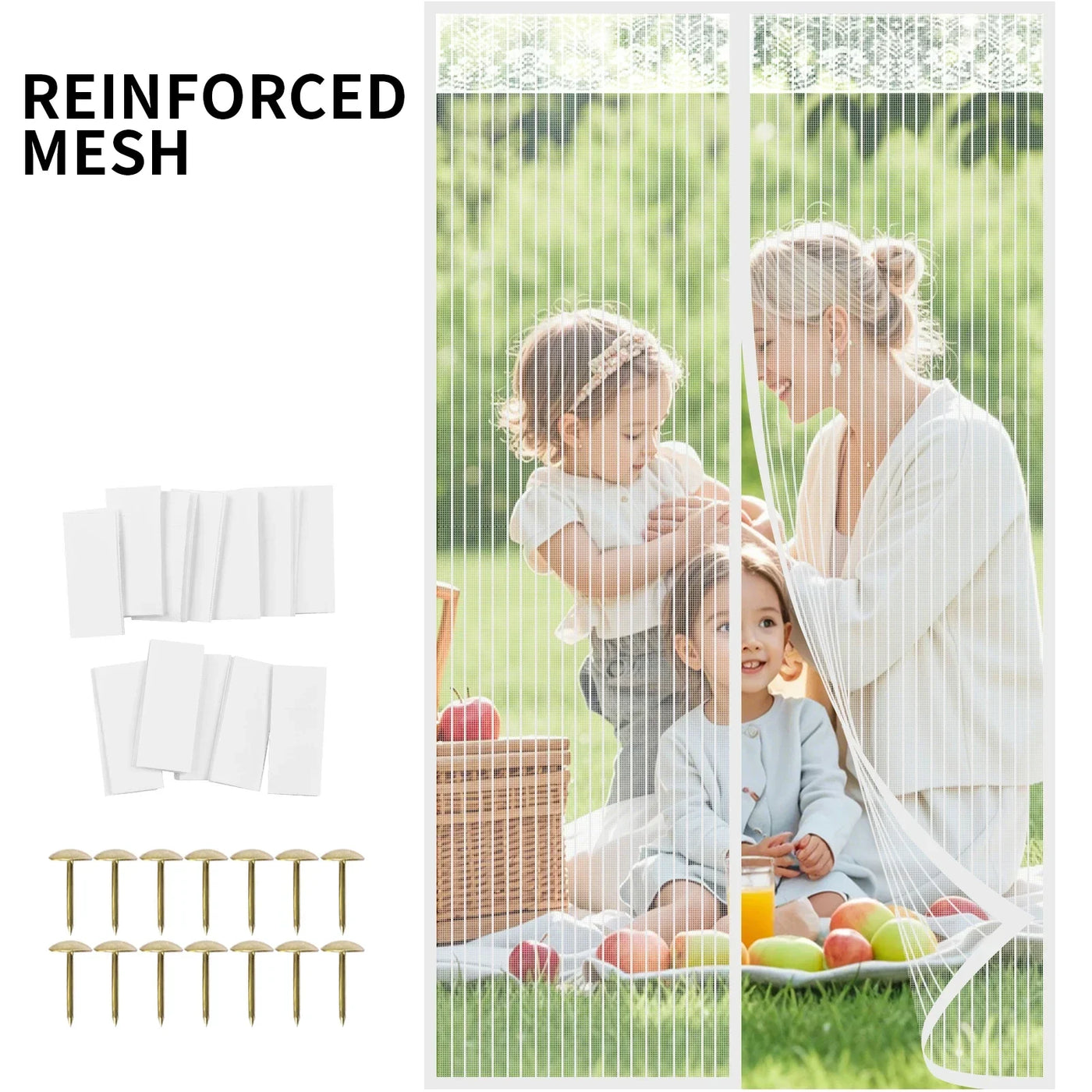 Magnetic Screen Door Screen Door Mesh Keep Bugs Out Heavy-Duty Mesh Curtain Pet and Kid Friendly Works with Front Doors