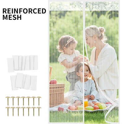 Magnetic Screen Door Screen Door Mesh Keep Bugs Out Heavy-Duty Mesh Curtain Pet and Kid Friendly Works with Front Doors