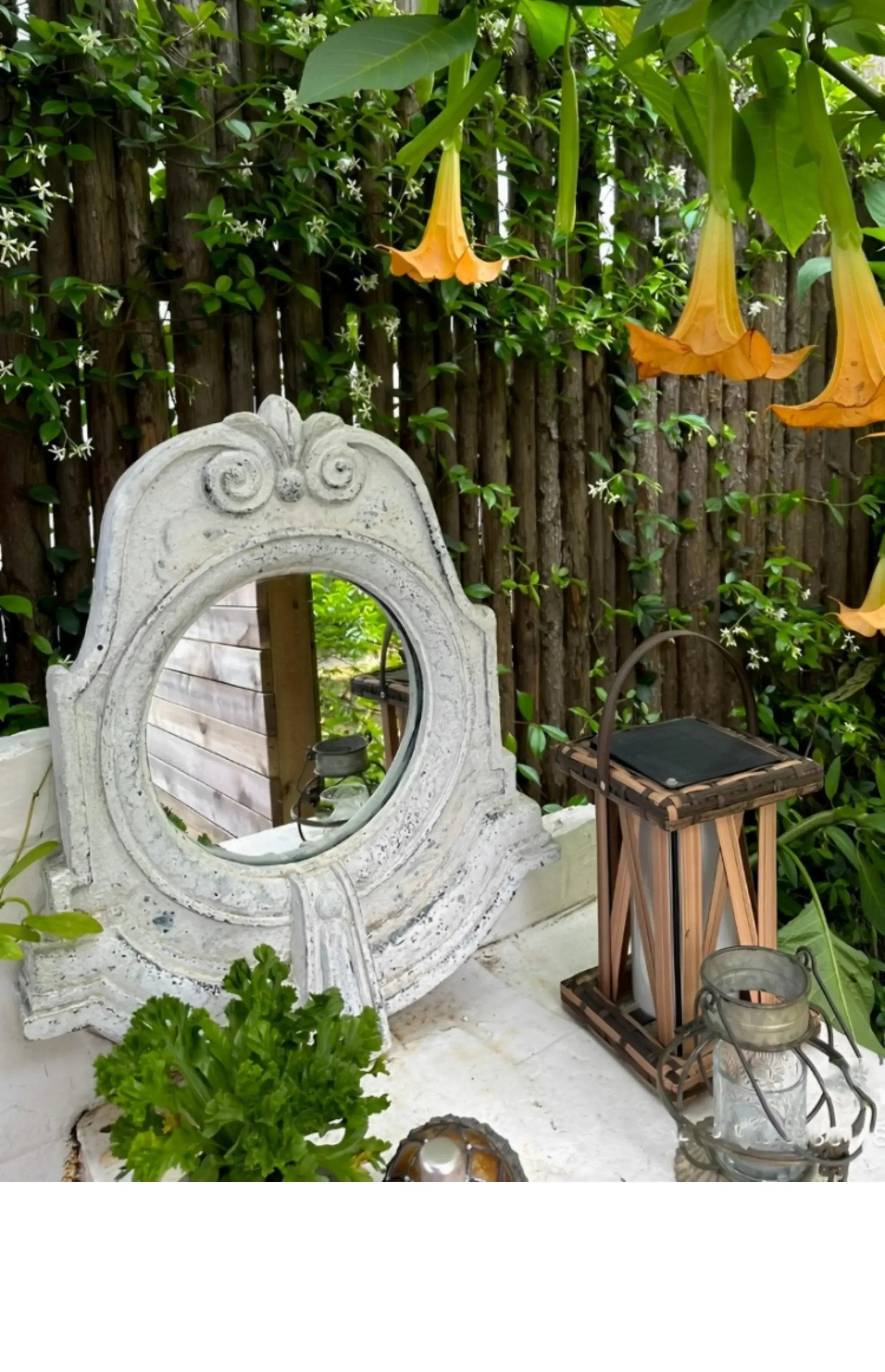 Wall-mounted garden mirror outdoor courtyard decor for balcony rustproof background wall creative homestay decoration