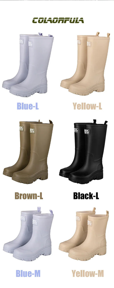 Women Waterproof Boots New Style Elastic Mouth Ankle Boots Mid Top Rain Shoes Non Slip Outdoor Indoor Chelsea Water Boot Woman