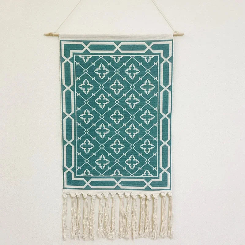Home decoration Bohemian Tapestry Wall decor aesthetic room Tassel Macrame Hanging Art geometric Woven Cotton Handmade Linen for