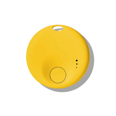 Yellow Google Nest Mini smart speaker with built-in mic for AirTag tracking