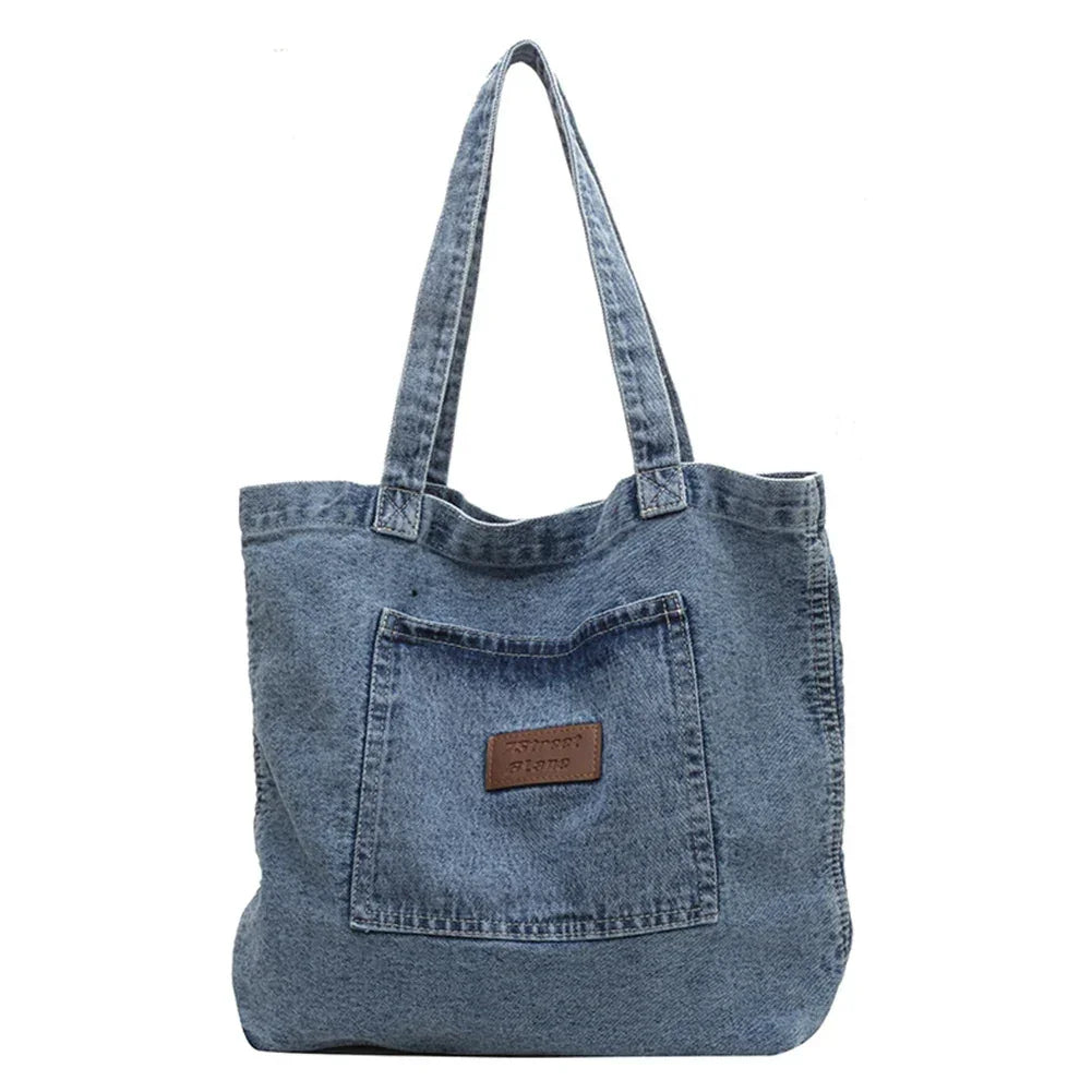 Women Shoulder Bag Luxury Designer Denim Handbag Fashionalbe Clutch Bag Vintage Simple Female Commuter Handbag for Office Travel