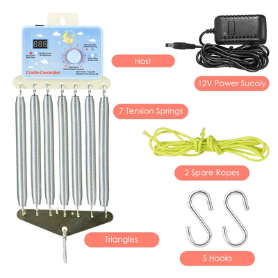 Babyschaukel-Controller Electric Baby Swing Controller,2 Spring,Remote Control, Motor Spring Bracket, Adjustable Timer, No Noise