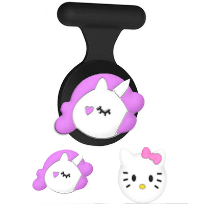 Purple unicorn silicone phone grip with AirTag holder for kids accessories