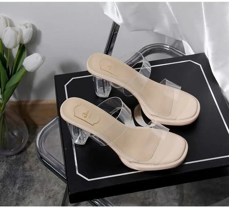 Women's Thick Crystal High Heels, Summer | Waterproof | Not Tired Feet | Slippers, Sandals, Women's Shoes