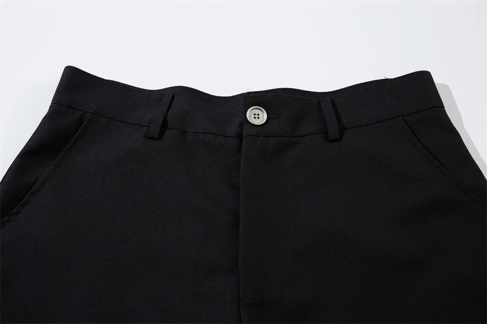 Spliced Wide Leg Pants Mens Solid Color Spring Summer Casual Streetwear Loose Wide Leg Trousers Men