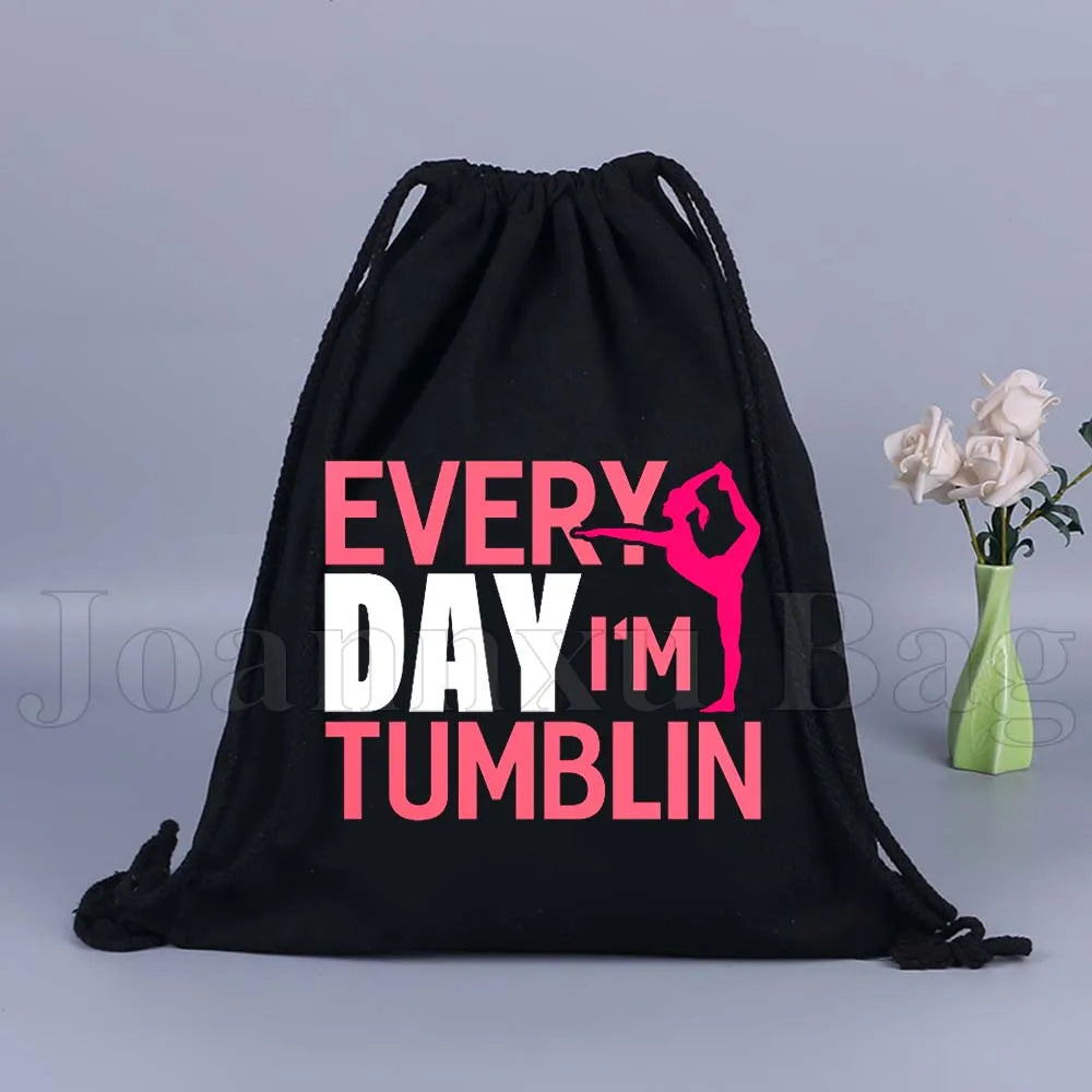 Tumbling Gymnastics Girl Gymnast Women Rhythmic Balance Beam Aerial Yoga Drawstring Backpack Sackpack String Bag String Bags