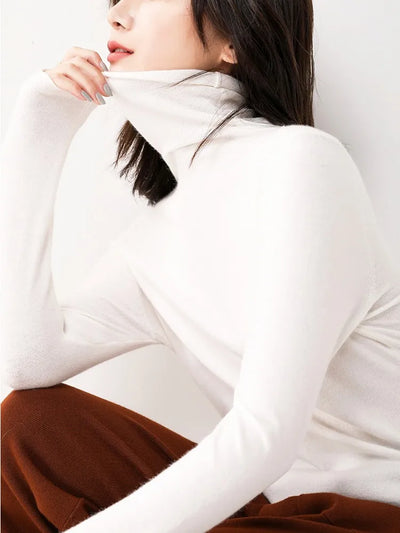 2025 Turtleneck Women Sweaters Autumn Winter Sweater Knitted Pullover Long Sleeve Woman Sweaters Tops Soft Jumper Pull Femme