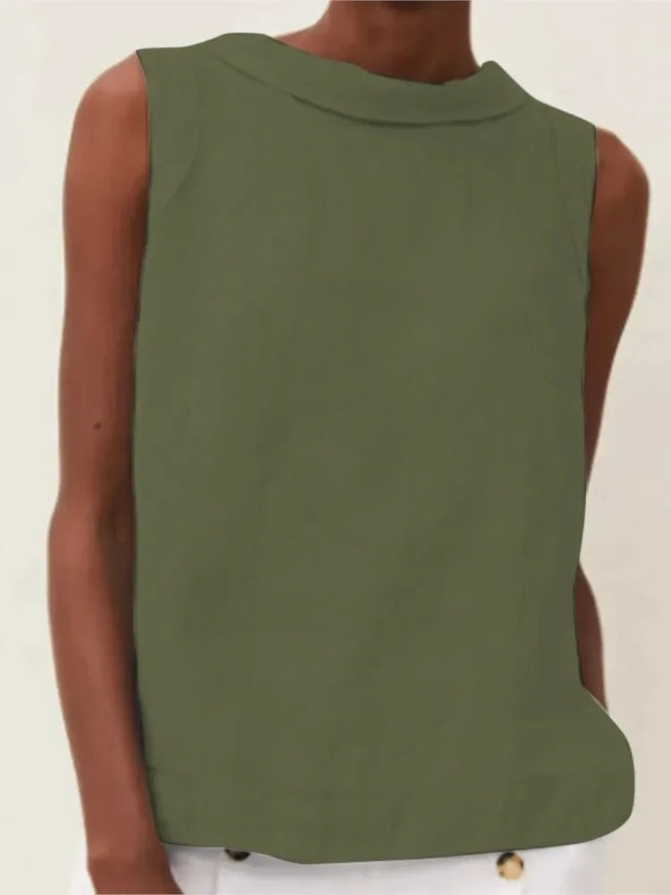 Solid Linen Women's Office Tops